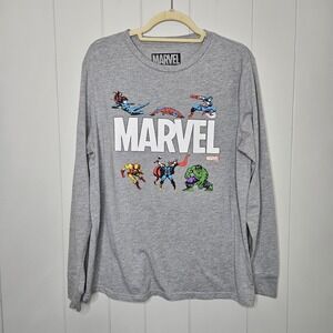 MARVEL Tee Shirt Gray Size Large Long Sleeves